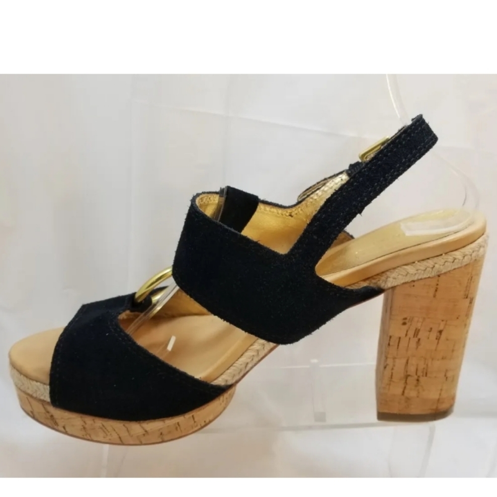 Coach Valeann Suede Leather Cork Platform Block Heel Strappy Sandal, 10,… - Picture 5 of 10